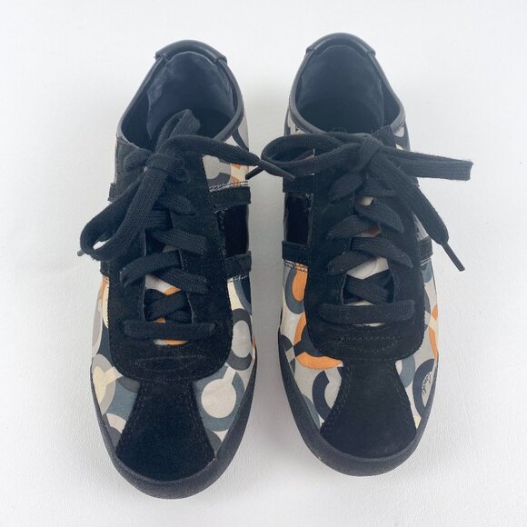 COACH Women's Paxton Sateen Black Orange Gray Sneakers size 8M - Picture 4 of 10